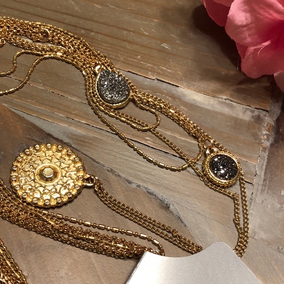 NWOT Layered Faux Druzy Sweater Necklace – W-Lux - Picture 2 of 7